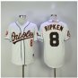 Men's Baltimore Orioles 8 Cal Ripken Throwback White Cool Base Jersey