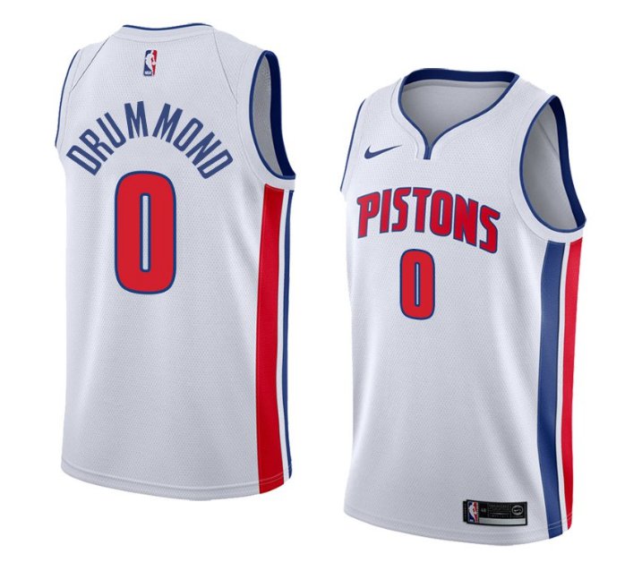 Men's Detroit Pistons #0 Andre Drummond White Jersey Offset hot press