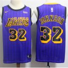 Men's Lakers 32 Magic Johnson Jersey Purple Stripe New