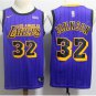 Men's Lakers 32 Magic Johnson Jersey Purple Stripe New
