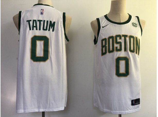 Men's Celtics 0 Jayson Tatum White Stitched Jersey City Edition