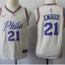 Youth 76ers #21 Joel Embiid basketball jersey Beige