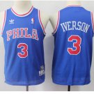 Youth 76ers #3 Allen Iverson Blue Basketball Jersey