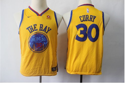 Youth Golden State Warriors 30 Stephen Curry Basketball Jersey Yellow