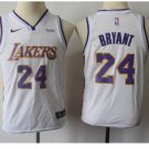 Youth Lakers 24 Kobe Bryant White Basketball Jersey