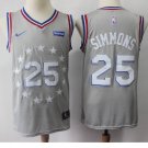 Mens 76ers #25 Ben Simmons Basketball Jersey Gray NEW