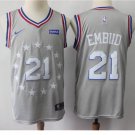 Mens 76ers #21 Joel Embiid Basketball Jersey Gray NEW