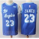 Mens Lakers 23# Lebron James basketball jersey powder blue throwback