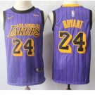 Mens Lakers 24# Kobe Bryant Basketball Jersey Purple stripe 3D
