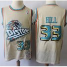 Mens Detroit Pistons #33 Grant Hill Throwback Jersey Beige