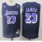 Mens Lakers 23# Lebron James basketball jersey blue throwback