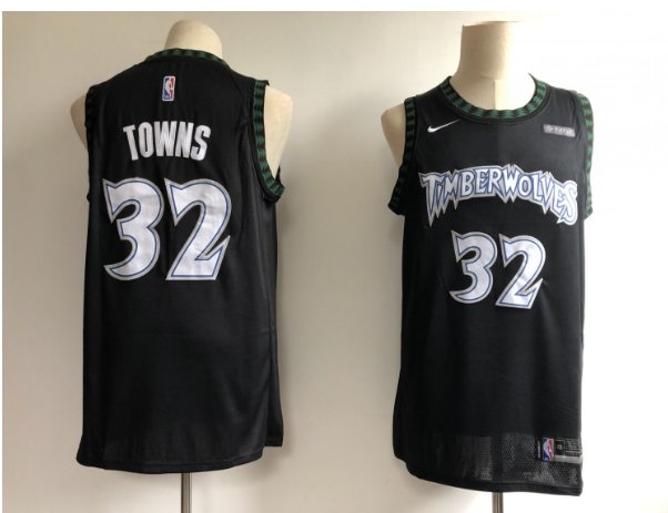 Men's Timberwolves #32 Karl-Anthony Towns Jersey Navy Blue Throwback