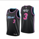 2019 Men's Miami Heat Authentic Wade 3 Basketball Black Jersey Stitched