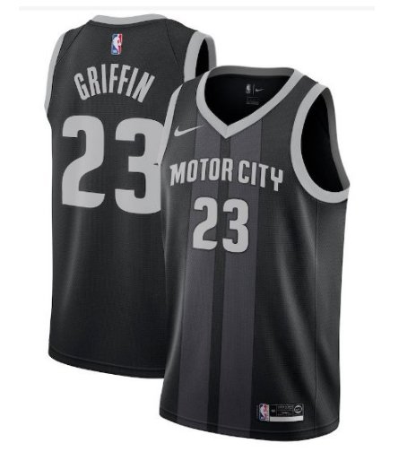 Mens Pistons #23 Blake Griffin Jersey Black Stripe City Edition