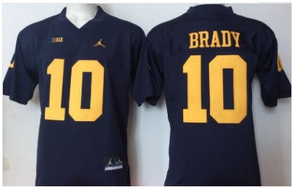 Mens Michigan Wolverines 10 Tom Brady Navy College Football Jersey S-3XL