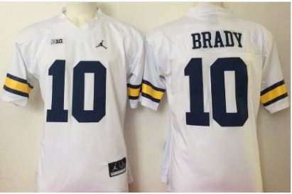 Mens Michigan Wolverines 10 Tom Brady white College Football Jersey S-3XL