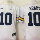 Mens Michigan Wolverines 10 Tom Brady white College Football Jersey S-3XL