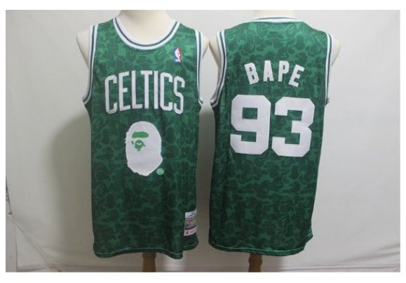Men's BAPE Joint Warriors #93 Retro Basketball Jersey Green 2019