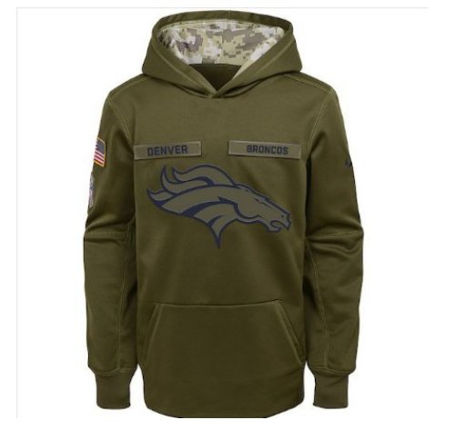 Youth Denver Broncos Salute to Service Jersey Pullover Hoodie – Olive