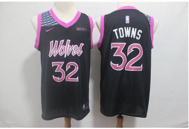 Men's Timberwolves #32 Karl-Anthony Towns Jersey Purple City Edition