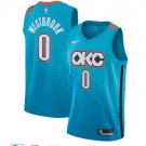 Men's OKC Thunder #0 Russell Westbrook Blue Jersey City Edition