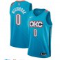 Men's OKC Thunder #0 Russell Westbrook Blue Jersey City Edition