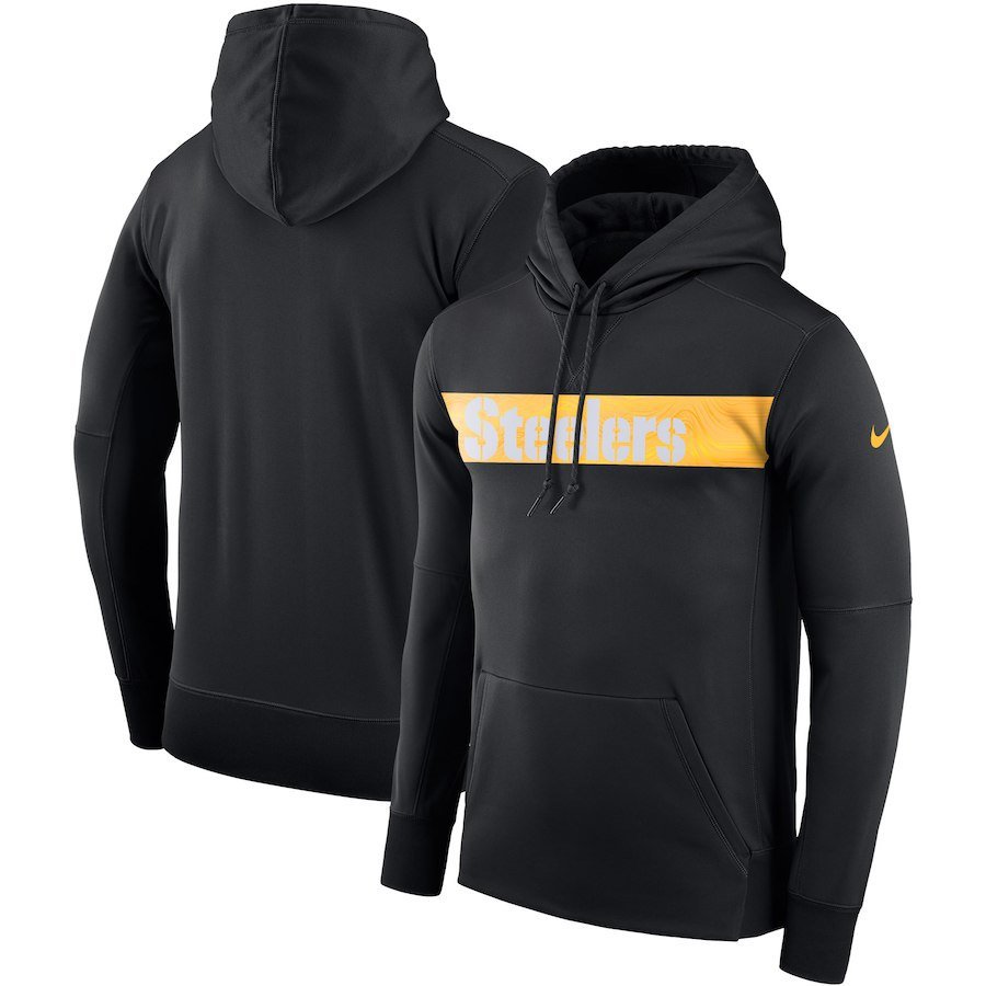 Men's Pittsburgh Steelers Sideline Team Performance Pullover Hoodie – Black Free Shipping