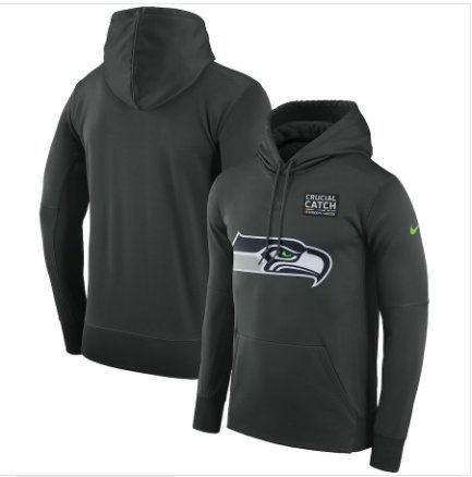 Men's Seattle Seahawks Crucial Catch Performance Pullover Hoodie Anthracite