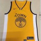 Men's Warriors #30 Stephen Curry Basketball Jersey Yellow Playoff Award Edition.