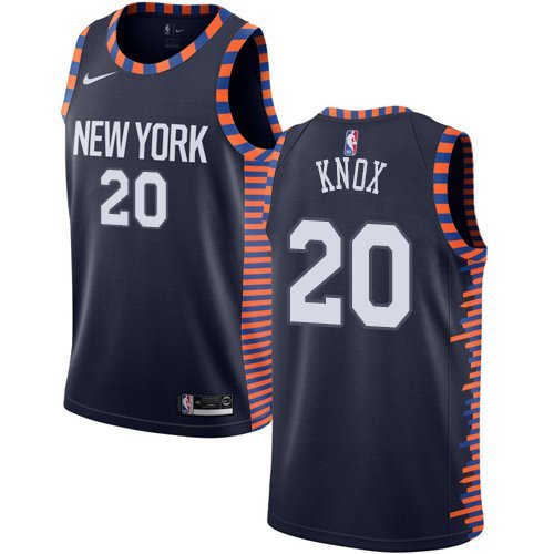 Men's Kevin Knox Authentic Navy Blue Nike Jersey: NBA New York Knicks #20 2018