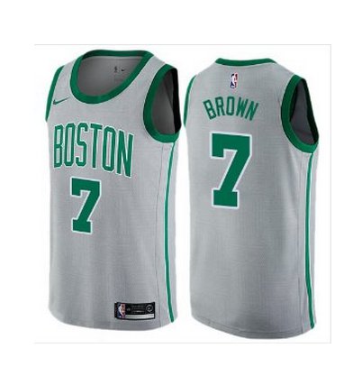 Men's Jaylen Brown #7 City Edition Basketball Jersey Shirt Gray