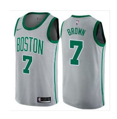 Men's Jaylen Brown #7 City Edition Basketball Jersey Shirt Gray
