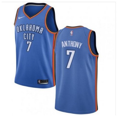 Men's Thunder Mens Carmelo Anthony #7 Basketball Jersey Shirt Blue