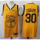 Men's Warriors #30 Stephen Curry Basketball Jersey Yellow Earned Edition