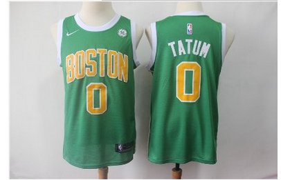 Men's Boston Celtics #0 Jayson Tatum Basketball Jersey Green Earned Edition