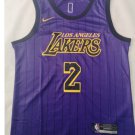 Men's Los Angeles Lakers #2 Lonzo Ball Jersey Purple Stripe 2019 New
