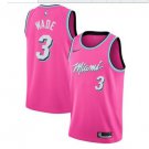 Men's Miami Heat #3 Authentic Wade Basketball Jersey Pink Playoff Award Edition
