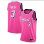 Men's Miami Heat #3 Authentic Wade Basketball Jersey Pink Playoff Award Edition