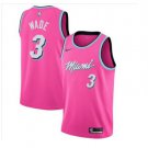 Men's Miami Heat #3 Authentic Wade Basketball Jersey Baby Pink City Edition