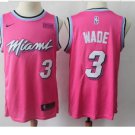 Men's Miami Heat #3 Authentic Wade Basketball Jersey Pink 2019