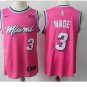 Men's Miami Heat #3 Authentic Wade Basketball Jersey Pink 2019