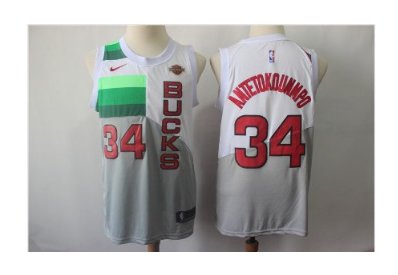 Men's Bucks #34 Giannis Antetokounmpo Jersey White Earned Edition New