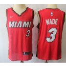 Men's Miami Heat #3 Authentic Wade Basketball Jersey Red 2018