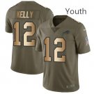 Youth Buffalo Bills #12 Jim Kelly Olive Gold Stitched Limited Jersey