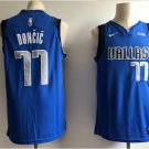 New Dallas Mavericks 77# Luka Doncic Throwback Basketball Jersey Blue