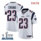 Patriots #23 Patrick Chung Youth Road White Stitched Jersey Super Bowl LIII