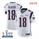 Patriots #18 Matthew Slater Youth Road White Stitched Jersey Super Bowl LIII
