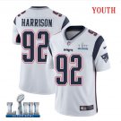 Patriots #92 James Harrison Youth Road White Stitched Jersey Super Bowl LIII