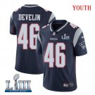 Patriots #46 James Develin Youth Home Navy Blue Stitched Jersey Super Bowl LIII