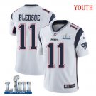 Patriots #11 Drew Bledsoe Youth Road White Stitched Jersey Super Bowl LIII